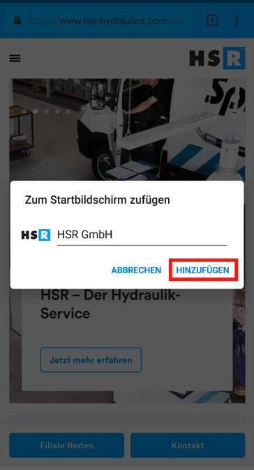 Die HSR Web-App für Android